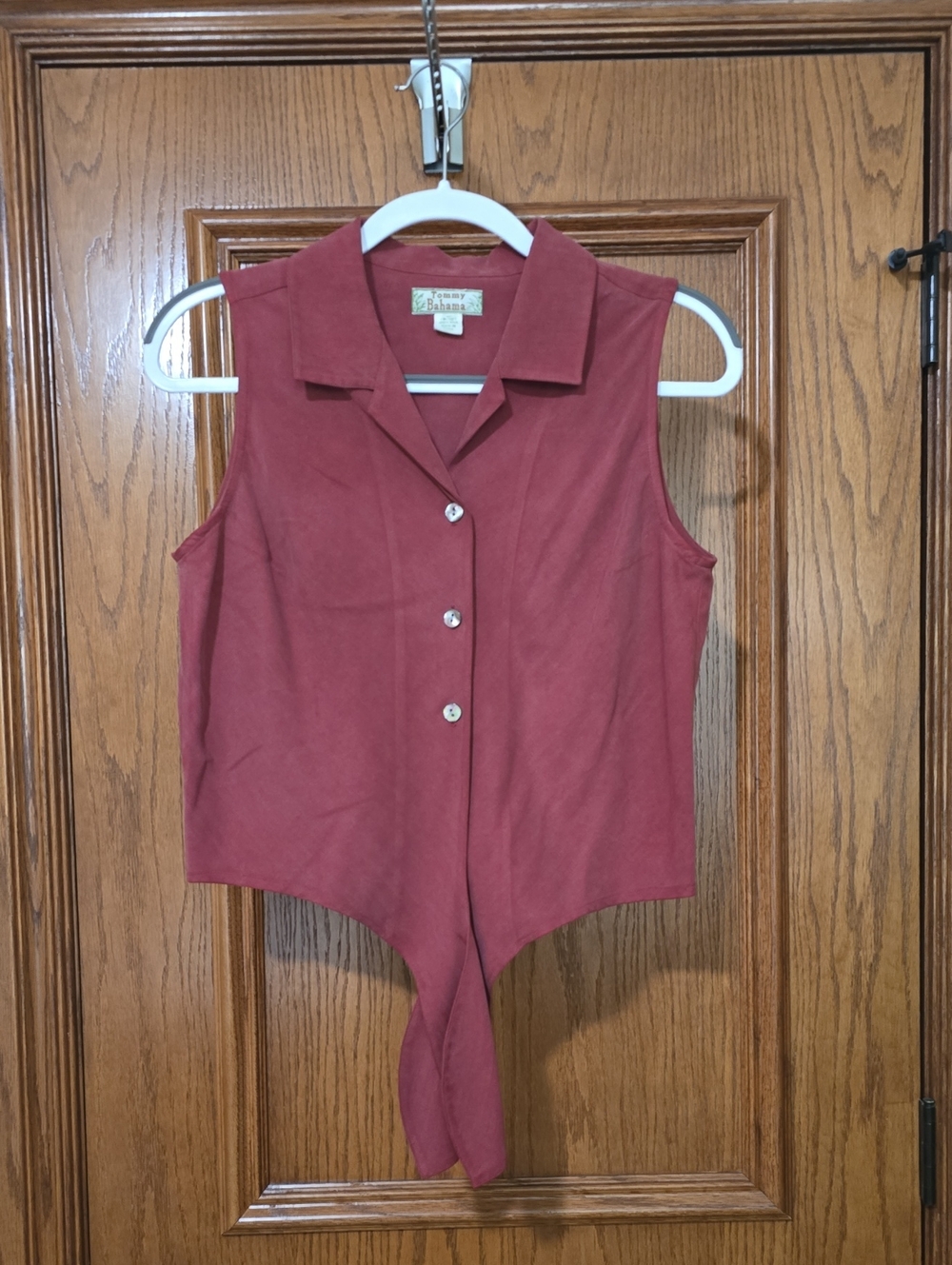 Tommy Bahama Sleeveless Tie-Front Blouse - Brown-rust